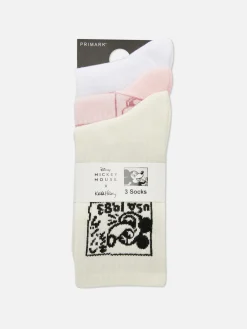 Chaussettes|Primark Lot De 3 Paires De Chaussettes Disney Mickey Mouse X Keith Haring Rouge