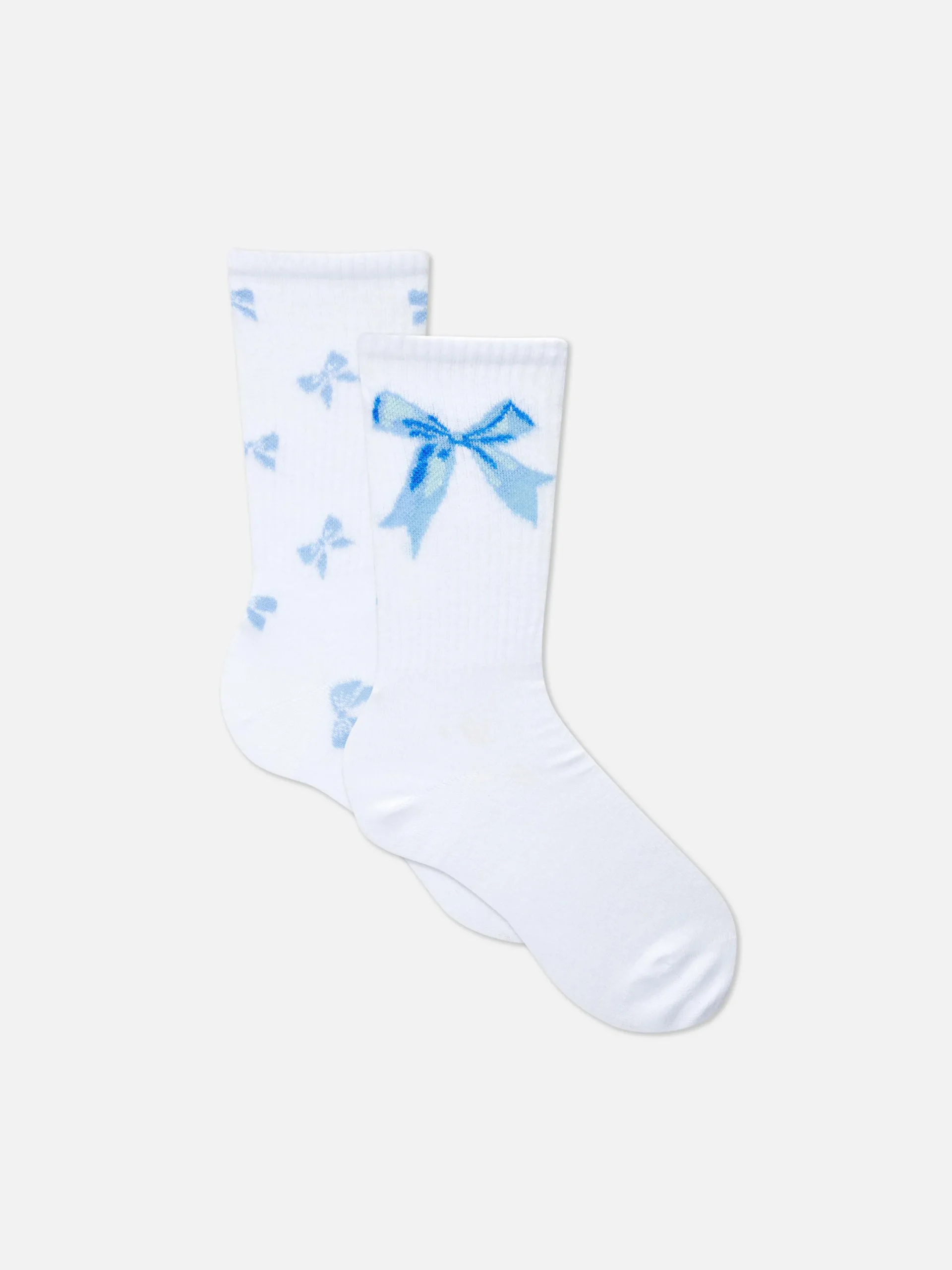 Chaussettes|Primark Lot De 2 Paires De Chaussettes Coquettes à Nœud Bleu