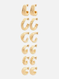 Bijoux|Primark Lot De 6 Paires De Créoles Torsadées Jaune