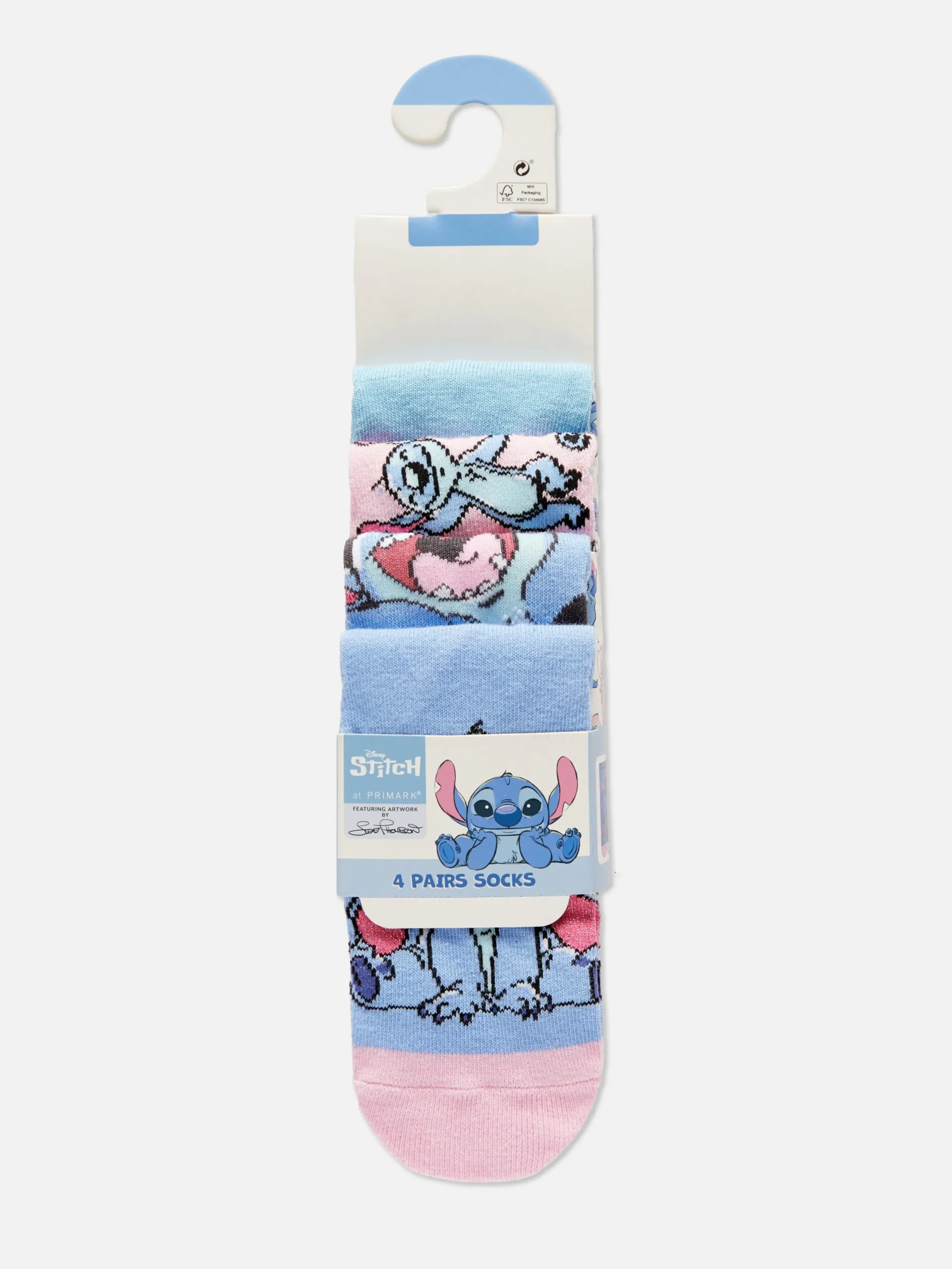 Chaussettes Et Collants|Primark Lot De 4 Paires De Socquettes Disney Stitch Bleu