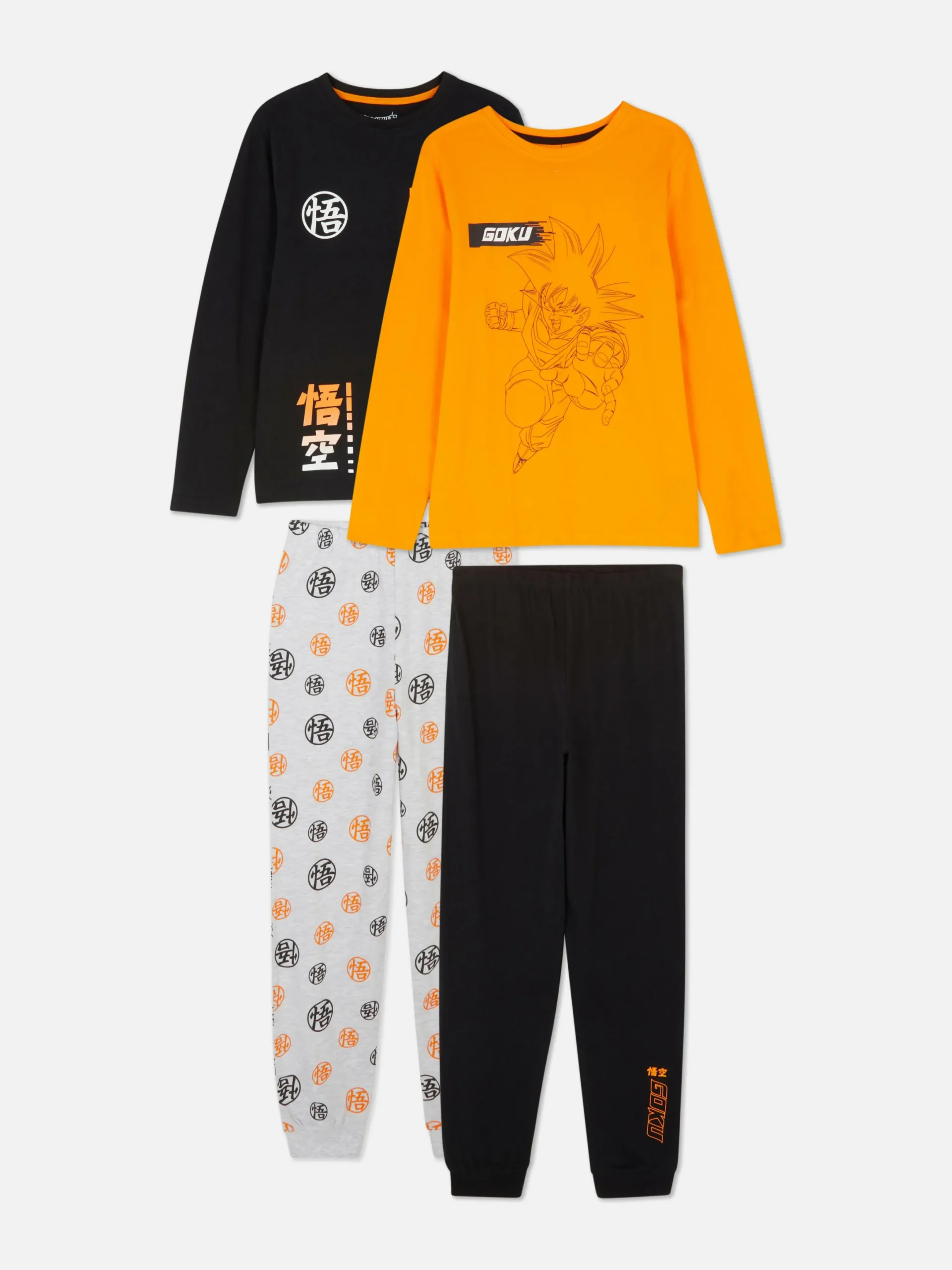 Pyjamas Et Vêtements De Nuit|Primark Lot De 2 Pyjamas à Manches Longues Dragon Ball Z Orange