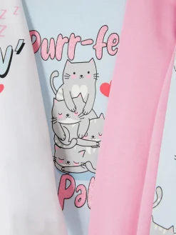 Pyjamas Et Vêtements De Nuit|Primark Lot De 2 Pyjamas Longs à Motif Chat Multicolore