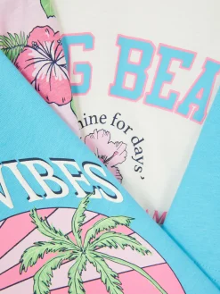 Pyjamas Et Vêtements De Nuit|Primark Lot De 2 Pyjamas Short Graphiques Blanc