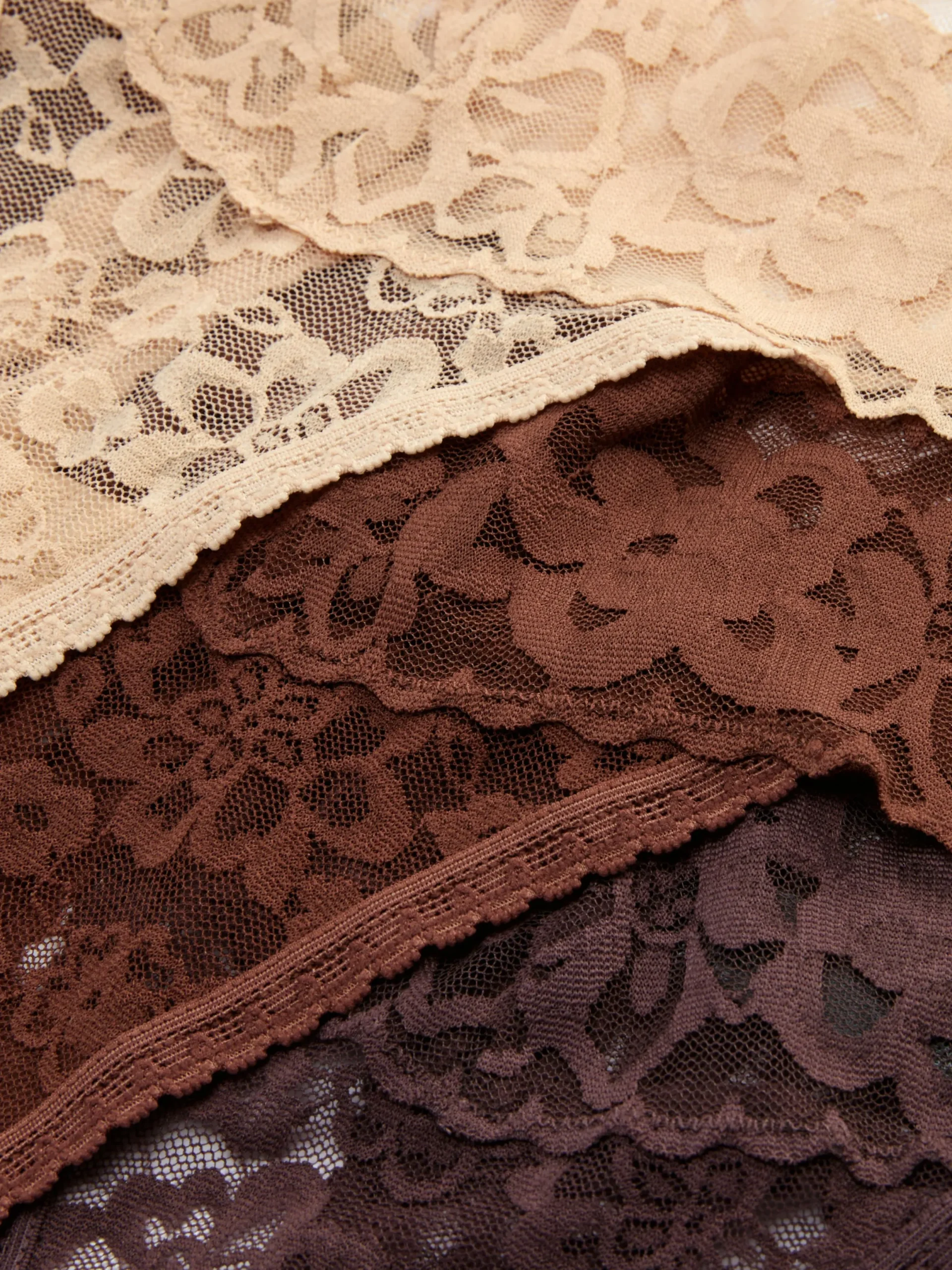 Culotte|Primark Lot De 3 Strings Bandeau En Dentelle Florale Naturel