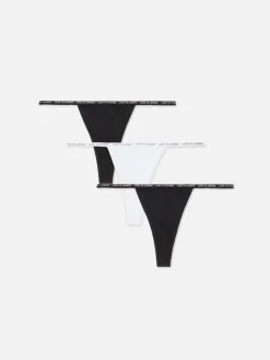 Culotte|Primark Lot De 3 Strings En Microfibre Noir/Blanc