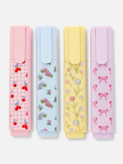 Crayons De Couleur|Primark Lot De 4 Surligneurs à Paillettes Rose