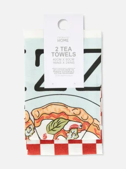 Art De La Table|Primark Lot De 2 Torchons Imprimés Rouge