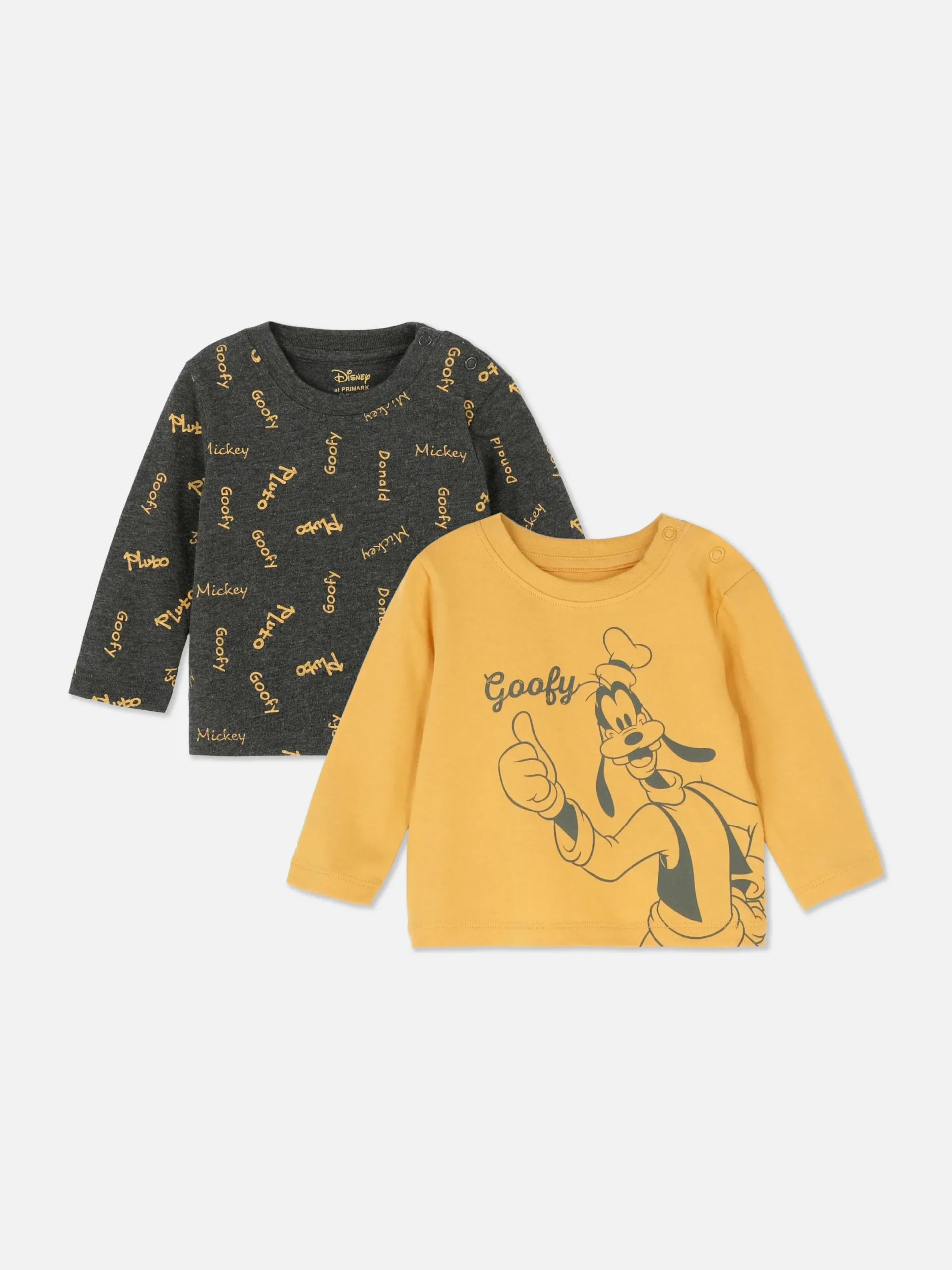 Hauts Et T-Shirts|Primark Lot De 2 T-shirts Graphiques Disney Dingo Jaune moutarde