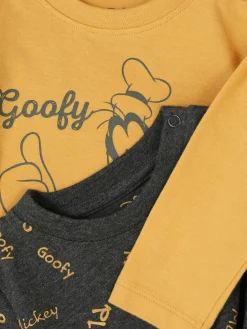Hauts Et T-Shirts|Primark Lot De 2 T-shirts Graphiques Disney Dingo Jaune moutarde