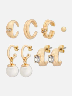 Bijoux|Primark Lot De 6 clous Et Boucles D'oreilles à Clip En Strass Jaune