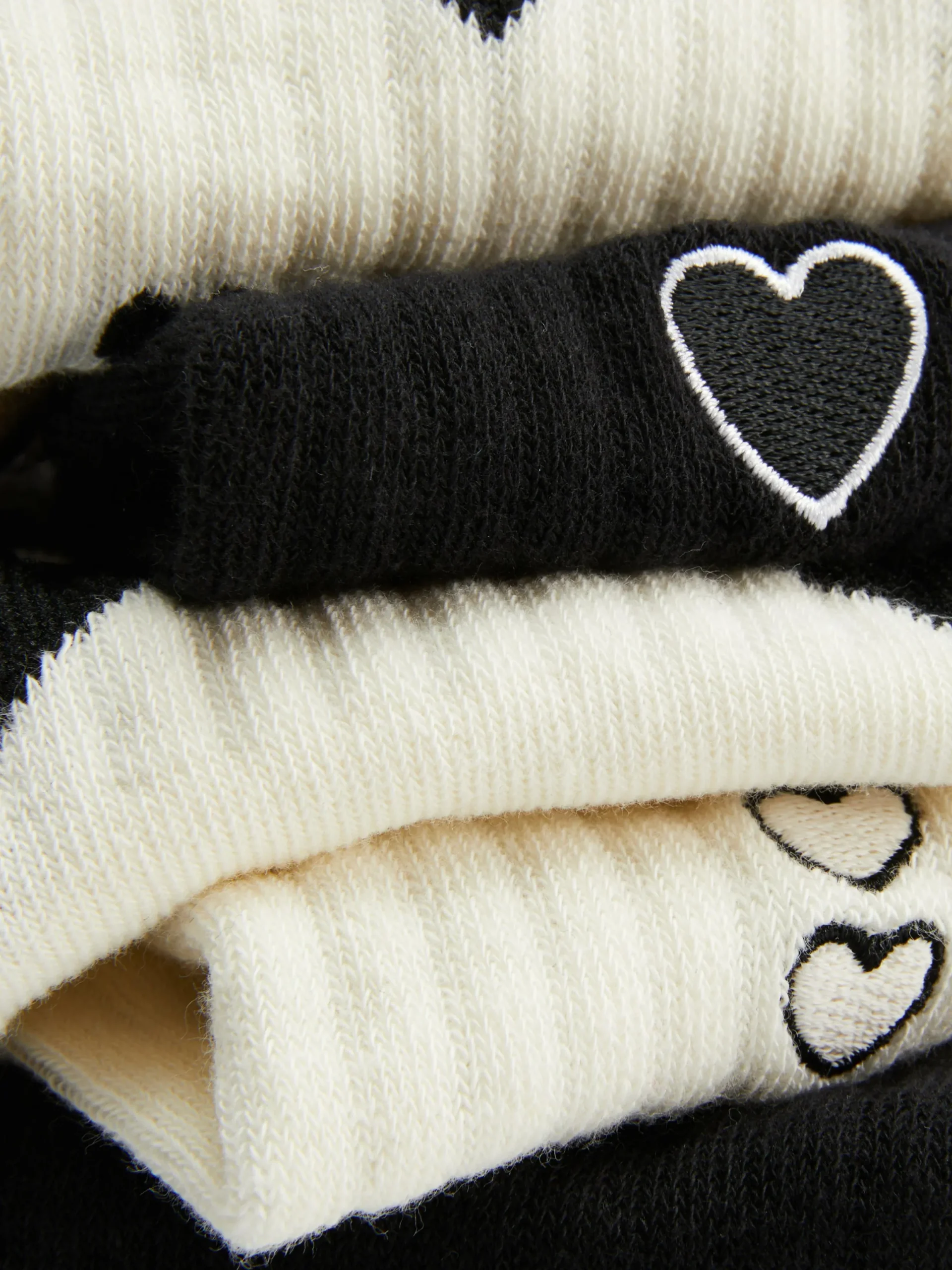 Chaussettes|Primark Lot De 5 paires De Chaussettes à Motif Cœur Noir/Blanc
