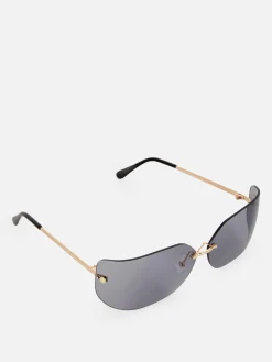 Lunettes De Soleil|Primark Lunettes De Soleil Incurvées Sans Monture Rita Ora Noir