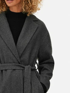 Manteaux Et Vestes|Primark Manteau Cache-cœur à Ceinture Anthracite