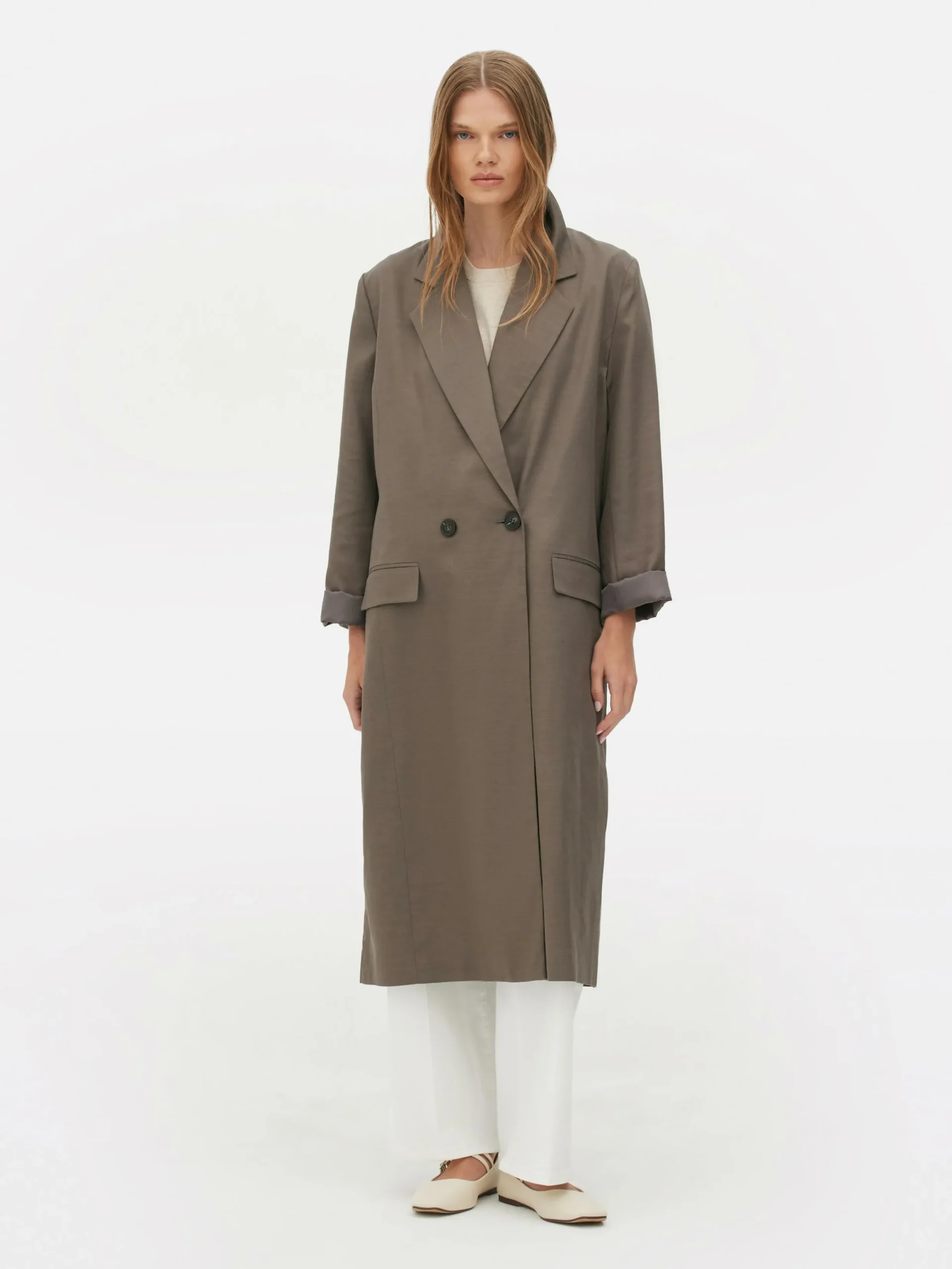 Manteaux Et Vestes|Primark Manteau Cache-poussière à Double Boutonnage The Edit Taupe