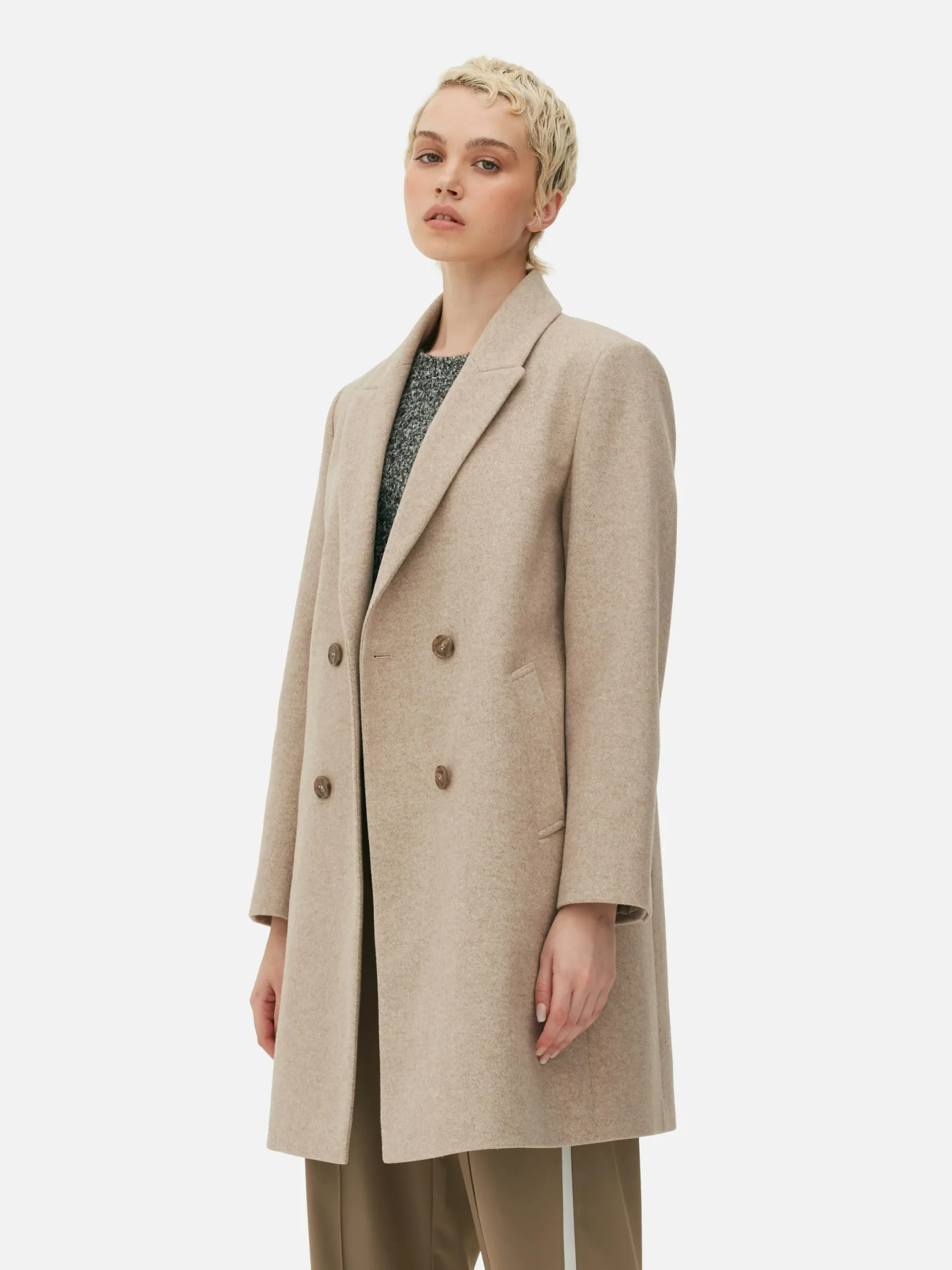 Manteaux Et Vestes|Primark Manteau Croisé En Sergé Écru