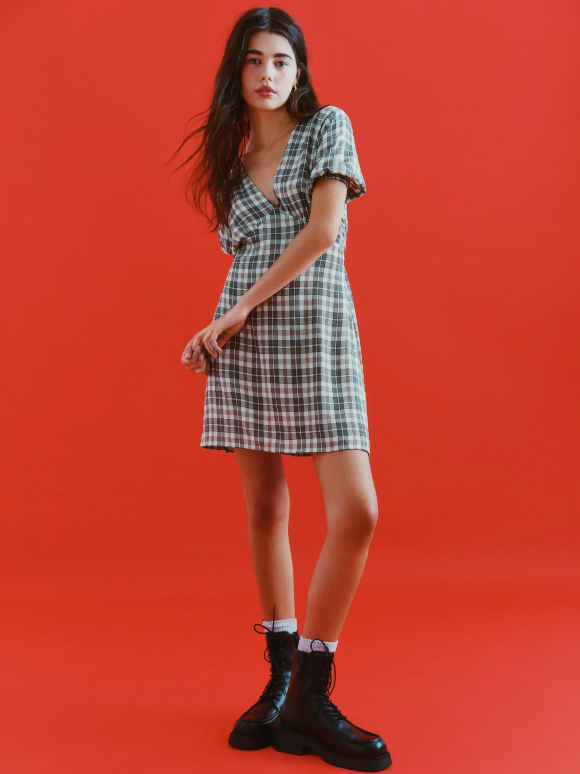 Robes|Primark Mini Robe à Carreaux Et Col En V Multicolore