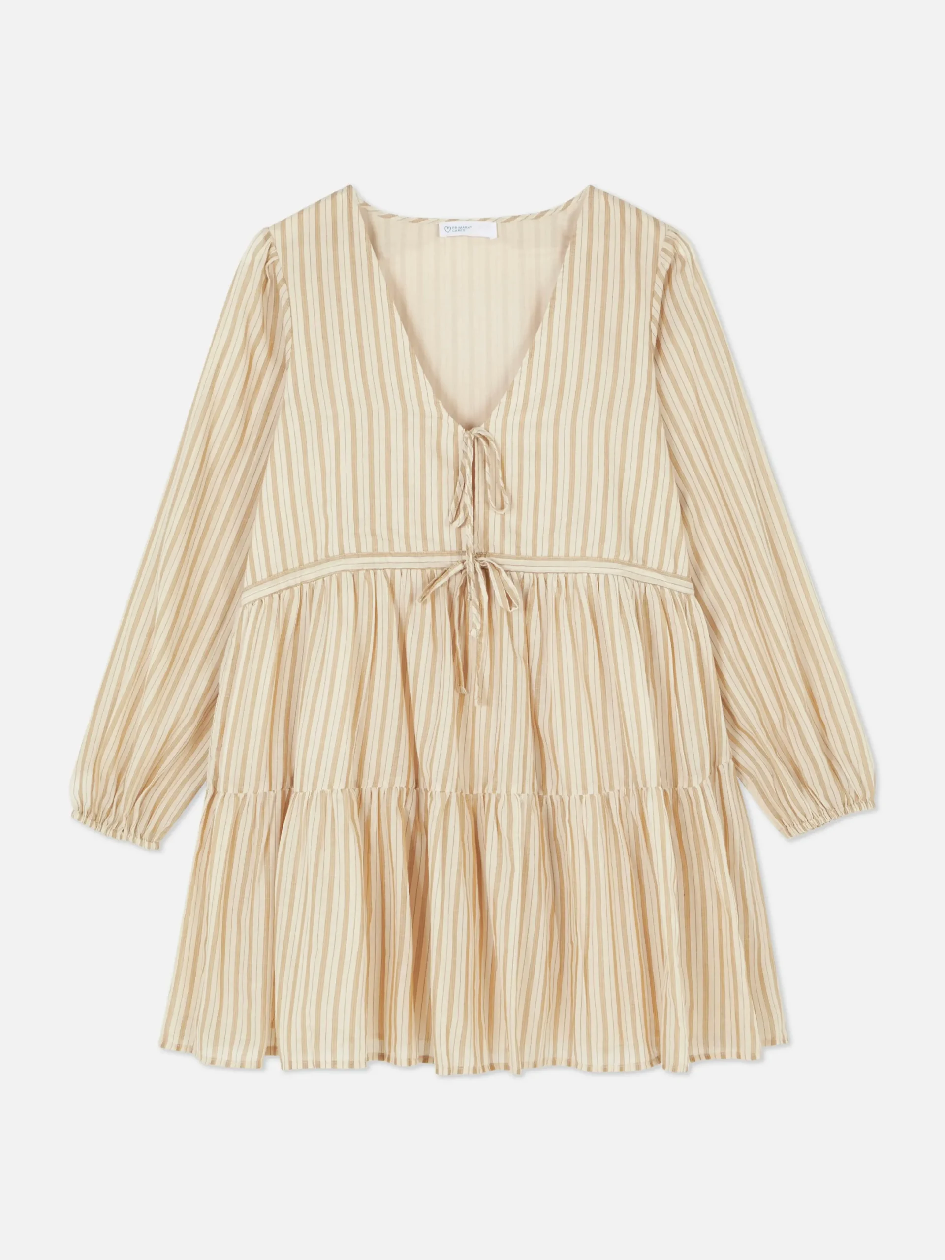 Robes|Primark Mini Robe à Smocks Nouée Sur Le Devant Crème