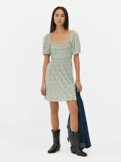 Robes|Primark Mini Robe Froncée En Plissé Vert