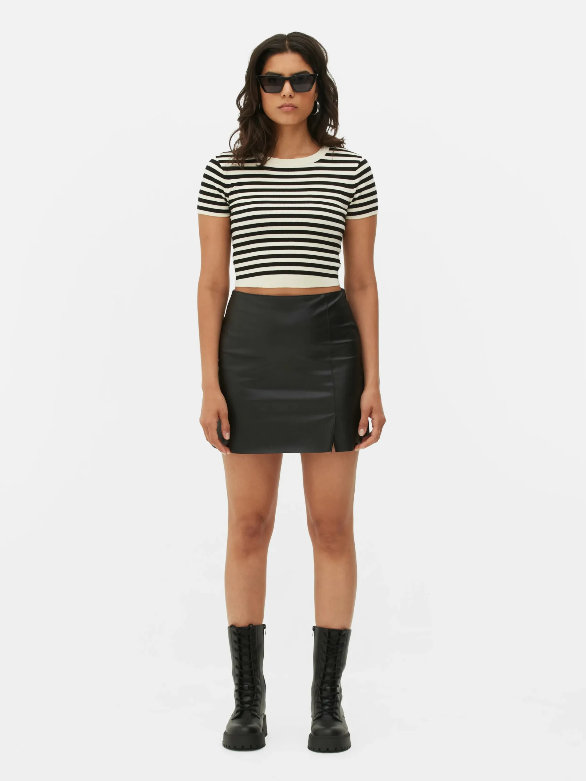 Jupes|Primark Mini-jupe En Simili Cuir Noir
