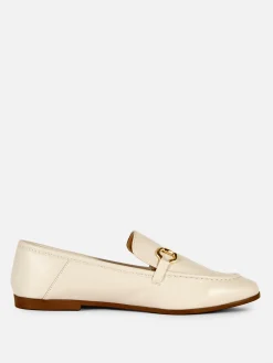 Ballerines|Primark Mocassins En Simili Cuir Avec Boucle Écru