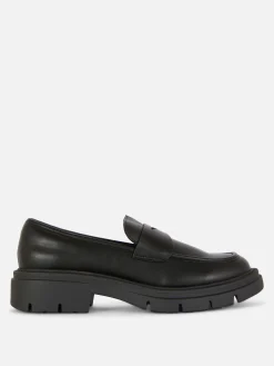 Ballerines|Primark Mocassins En Simili Cuir à Semelle épaisse Noir