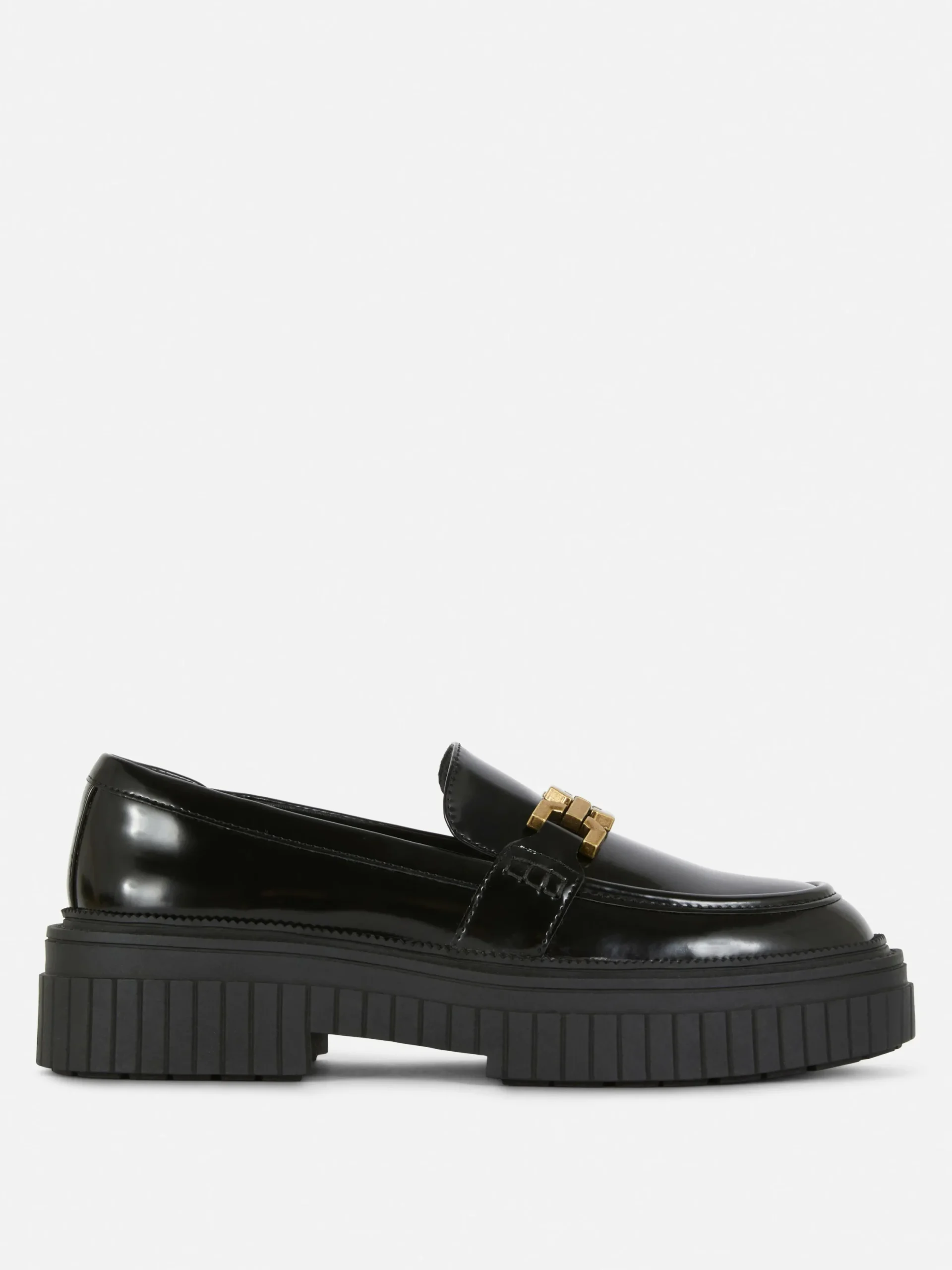 Ballerines|Primark Mocassins épais Avec Chaîne Noir