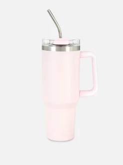 Tasses Et Mugs|Primark Mug Isotherme En Acier Inoxydable Avec Paille 1,13 l Rose clair