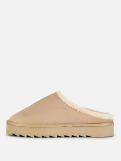 Chaussons|Primark Mules Doublées En Fausse Fourrure Naturel