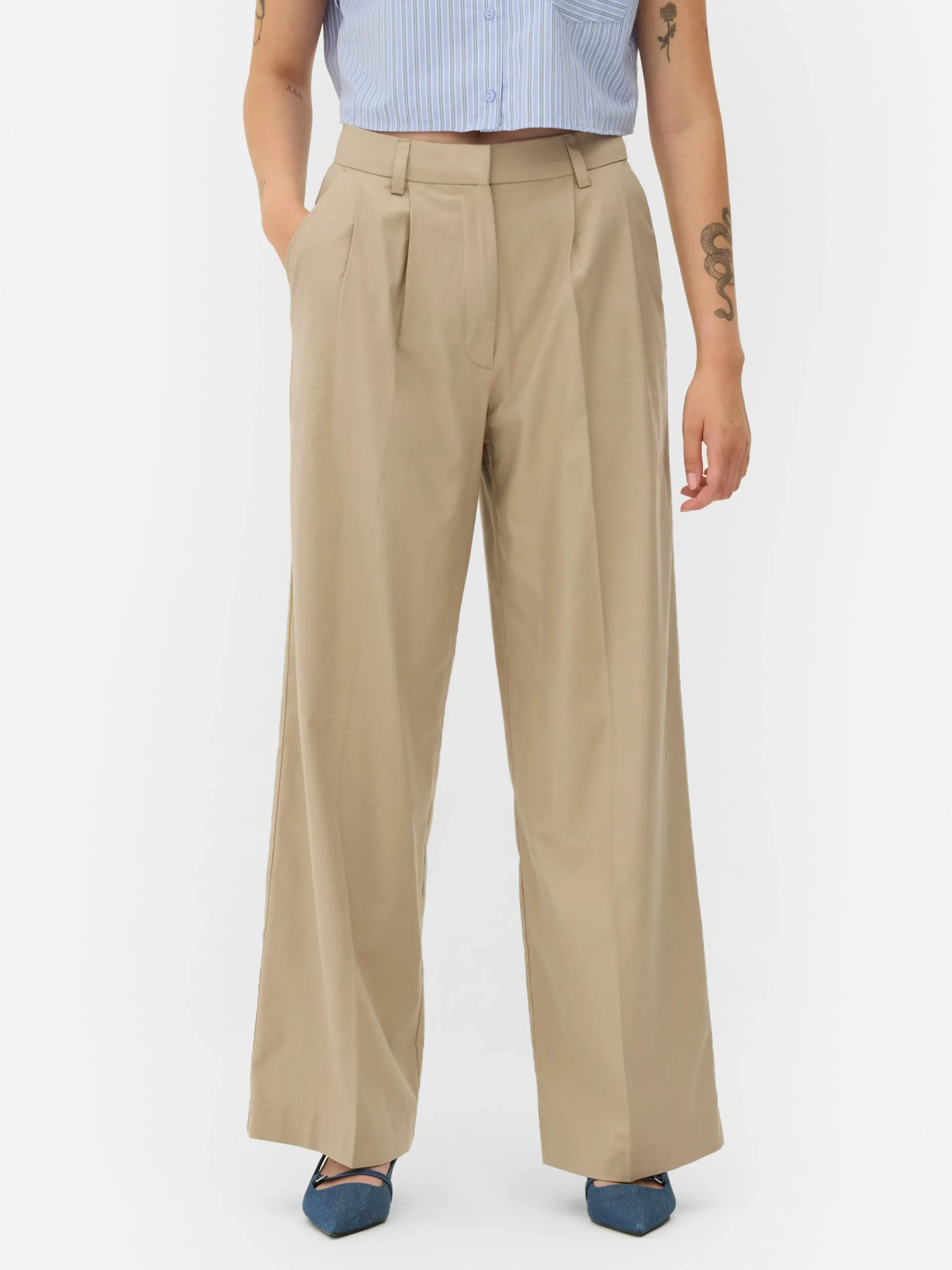 Pantalons Et Leggings|Primark Pantalon Chino Large Grège