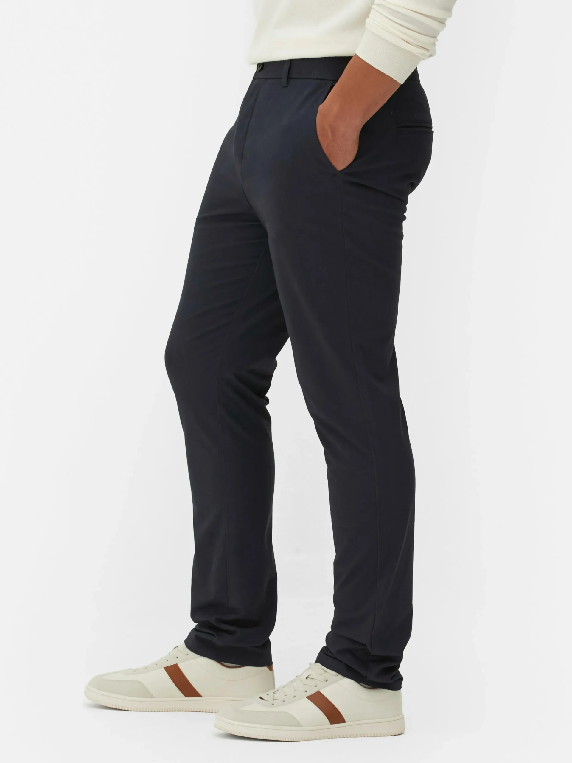 Pantalon|Primark Pantalon Chino Stretch Coupe Slim Bleu marine