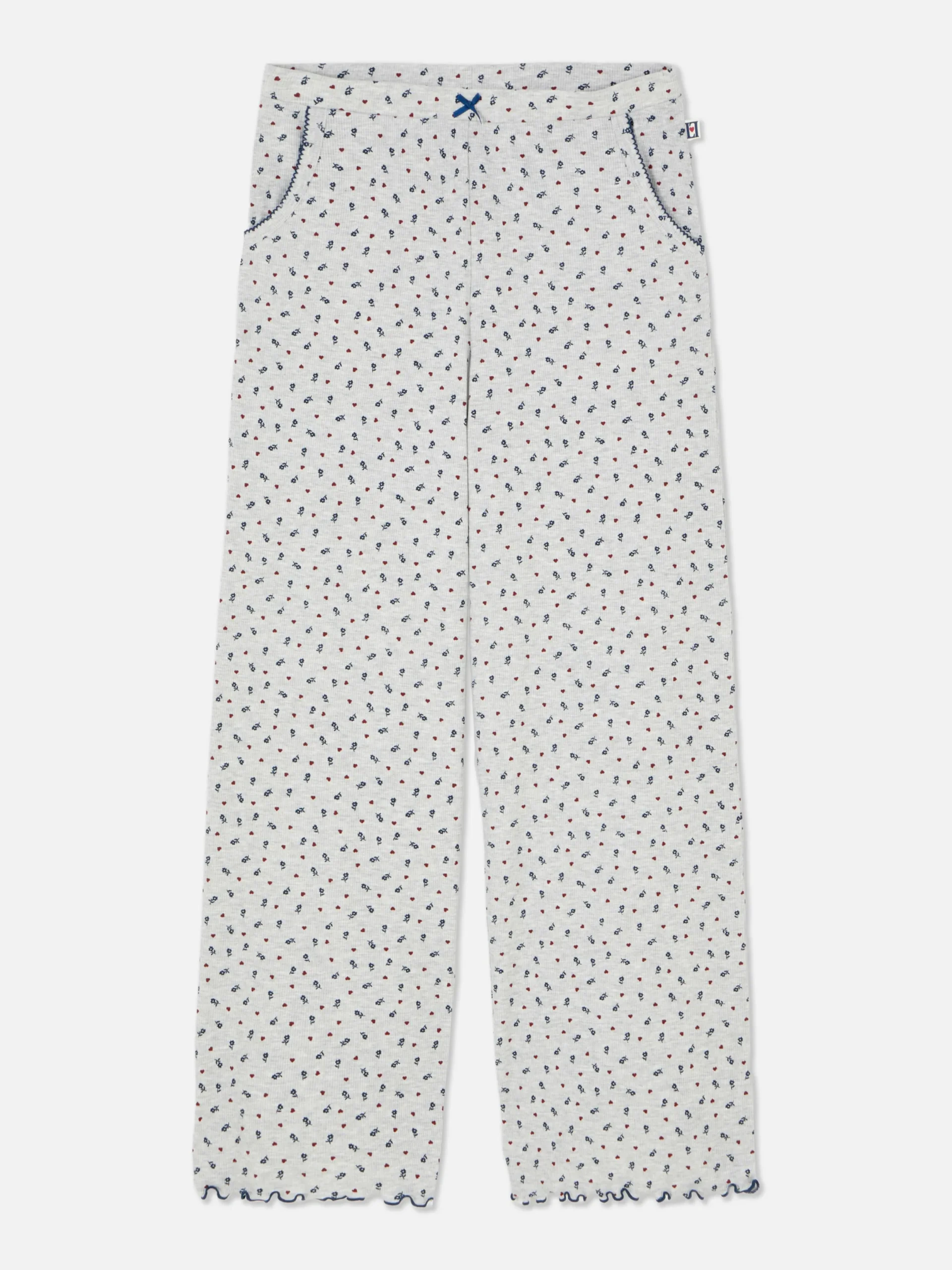 Bas De Pyjama|Primark Pantalon De Pyjama Large Côtelé à Petites Fleurs Gris