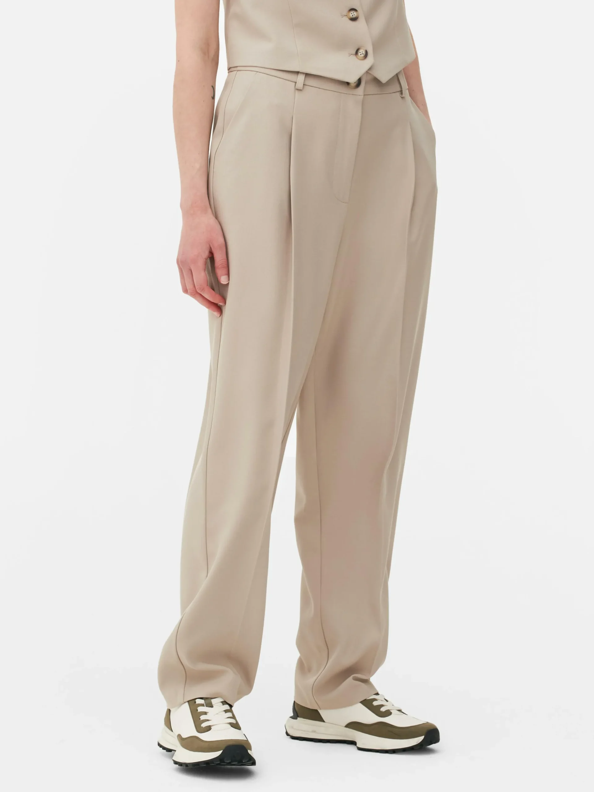 Pantalons Et Leggings|Primark Pantalon Droit Ajusté à Coordonner Grège