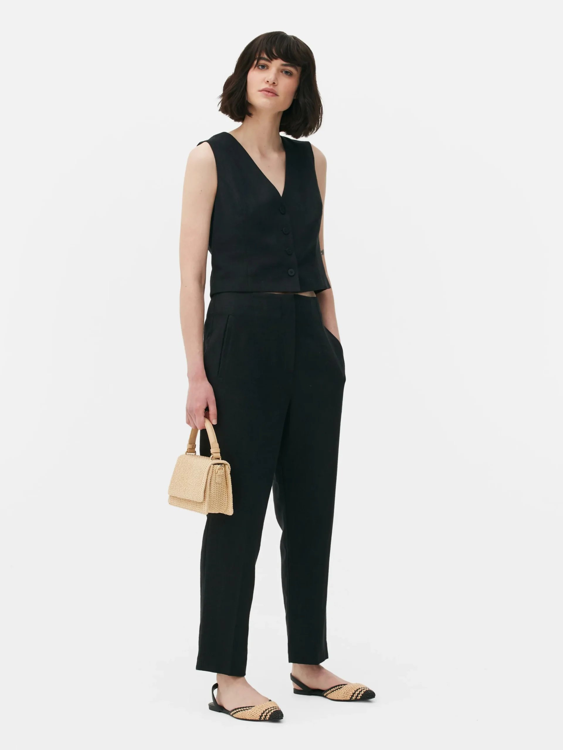 Pantalons Et Leggings|Primark Pantalon Taille Haute Surpiqué Noir