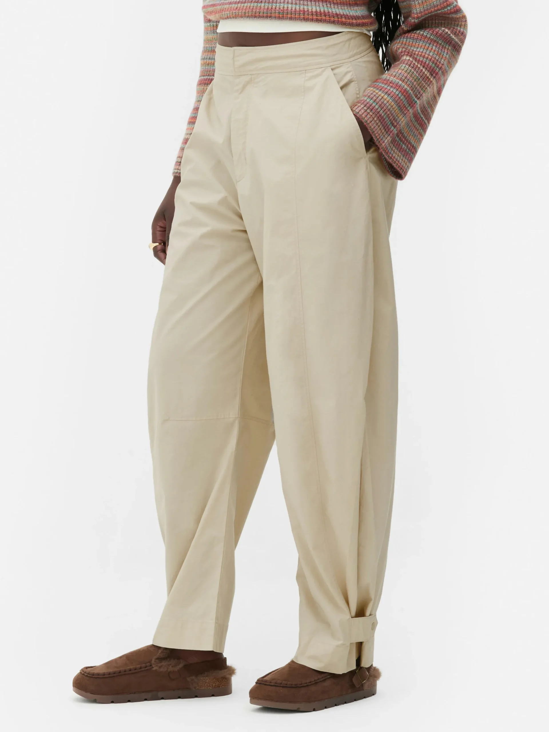 Pantalons Et Leggings|Primark Pantalon Utilitaire Coupe Barrel Rita Ora Grège
