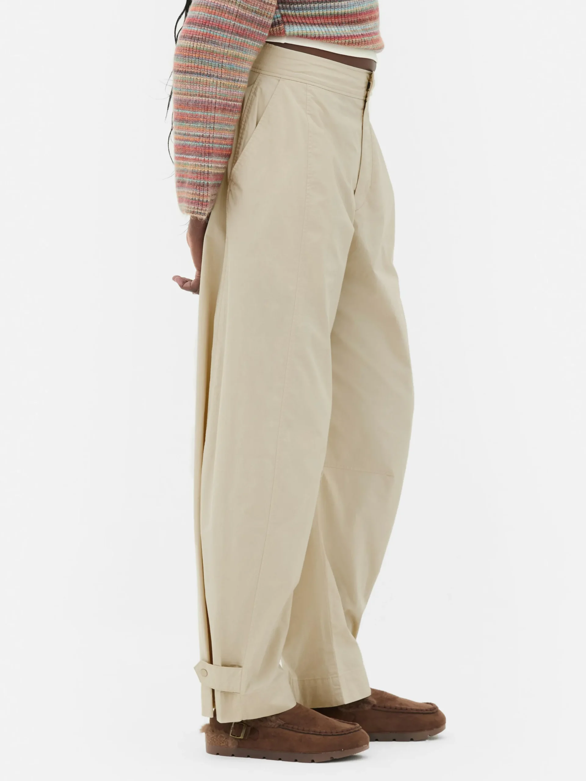 Pantalons Et Leggings|Primark Pantalon Utilitaire Coupe Barrel Rita Ora Grège