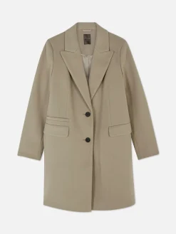 Manteaux Et Vestes|Primark Pardessus à Boutonnage Simple Kaki