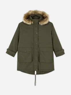 Manteaux Et Vestes|Primark Parka à Capuche En Fausse Fourrure Kaki