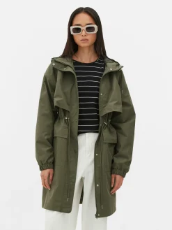 Manteaux Et Vestes|Primark Parka Imperméable à Cordon De Serrage Kaki