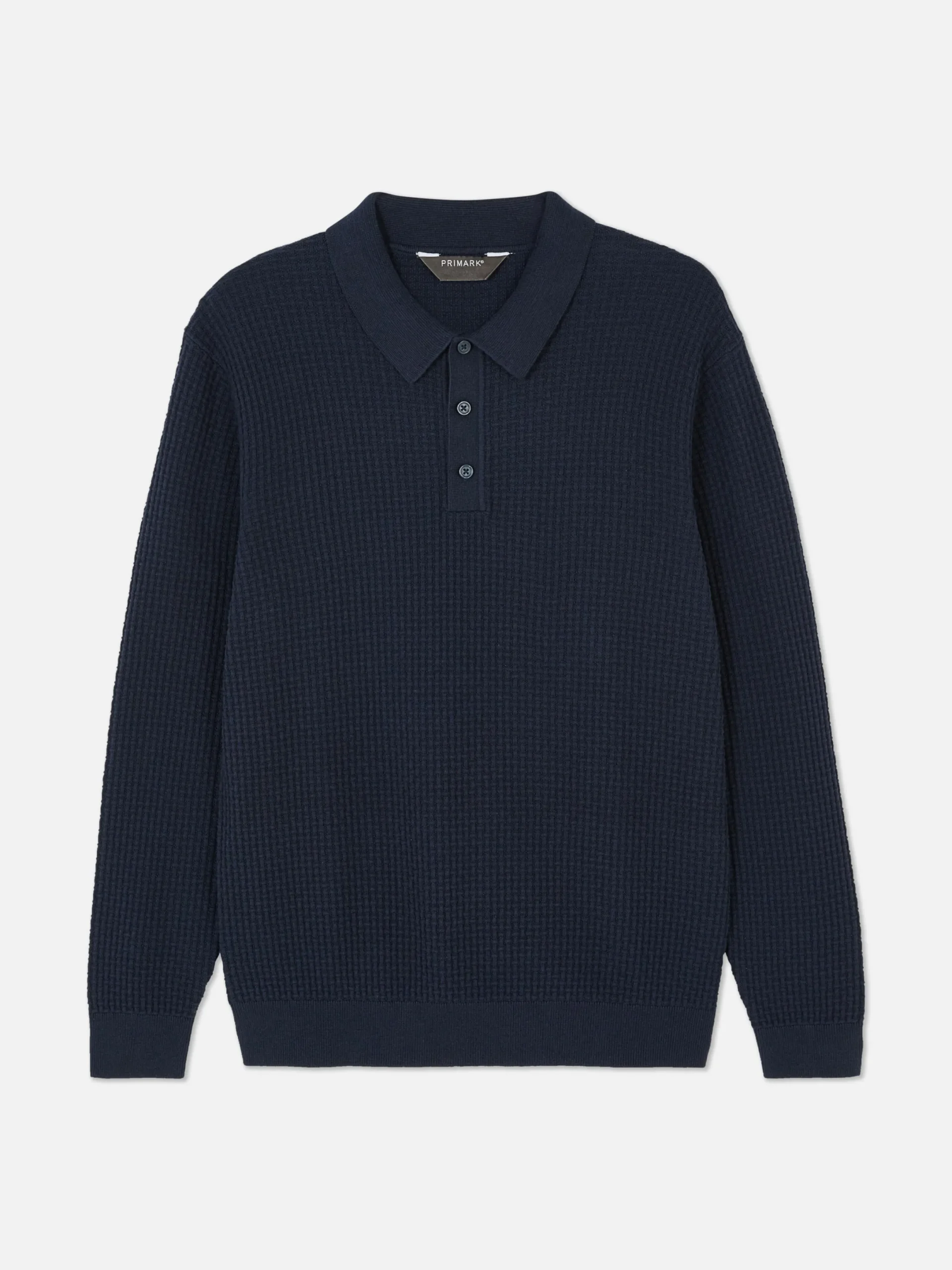 Pulls Et Gilets|Primark Polo Texturé à Manches Longues Bleu marine