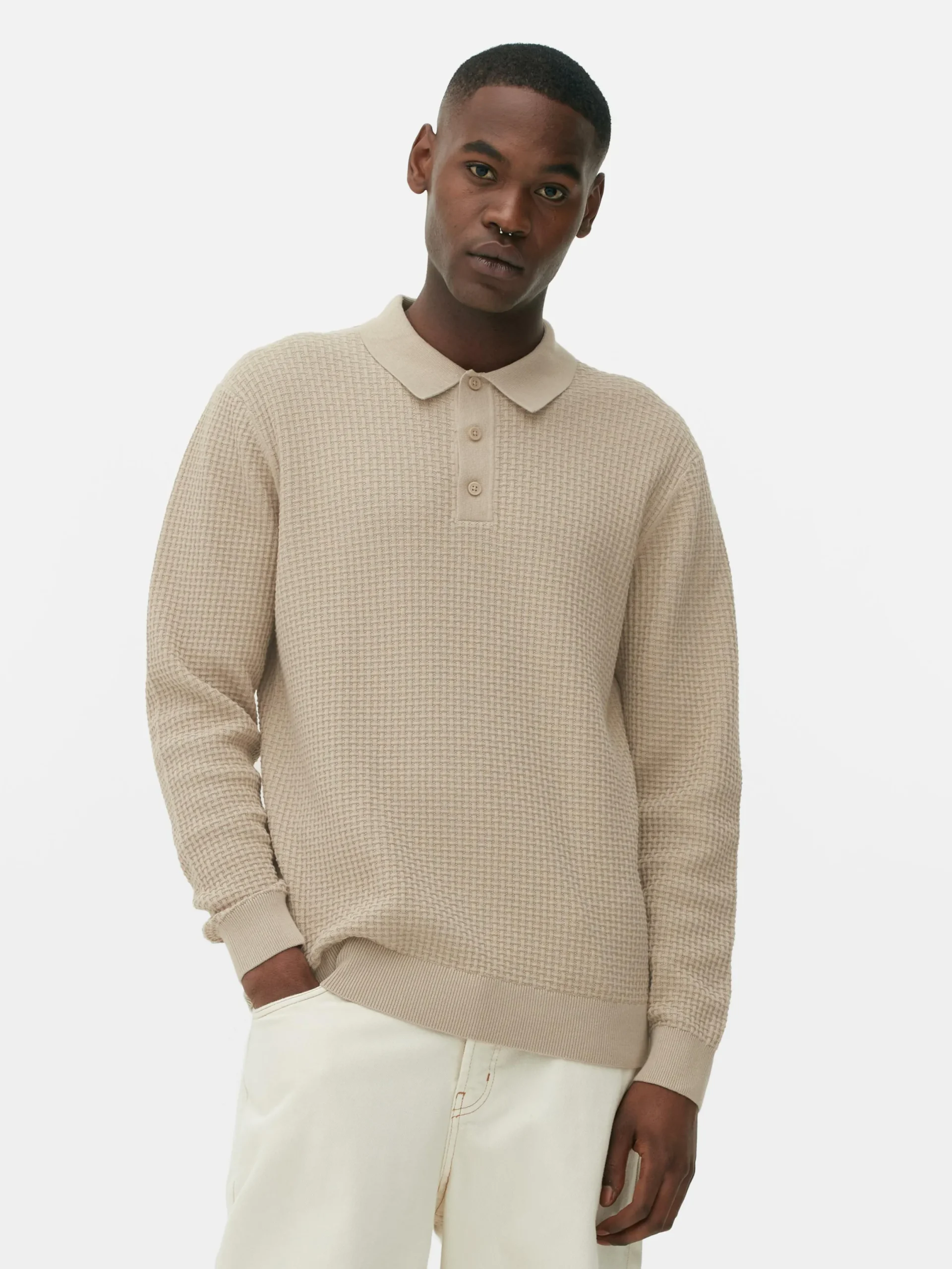 Pulls Et Gilets|Primark Polo Texturé à Manches Longues Taupe