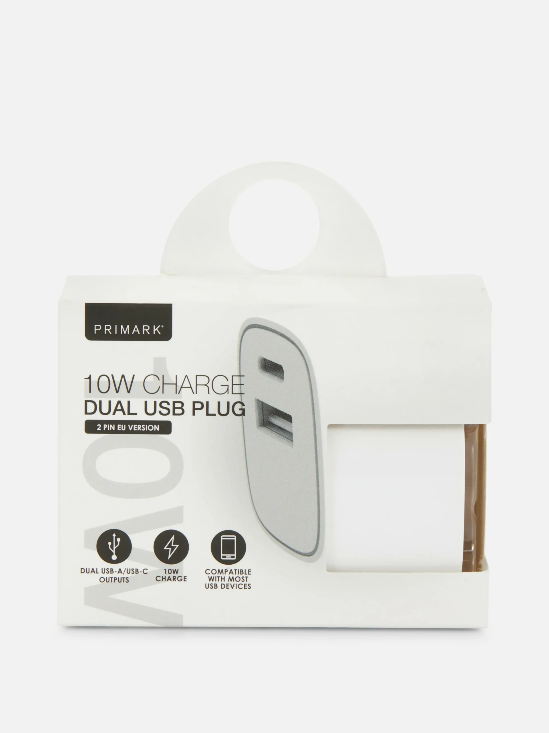 Chargeurs|Primark Prise USB Double à Deux Broches 10 W Blanc