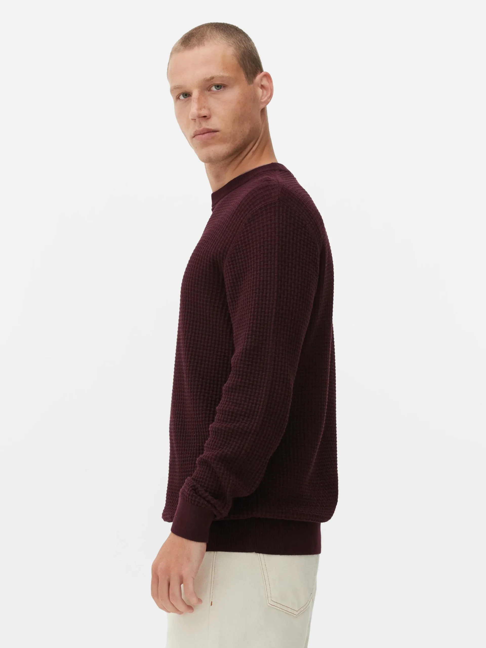 Pulls Et Gilets|Primark Pull à Col Ras-du-cou En Point De Panier Tressé Bordeaux