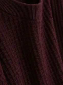 Pulls Et Gilets|Primark Pull à Col Ras-du-cou En Point De Panier Tressé Bordeaux