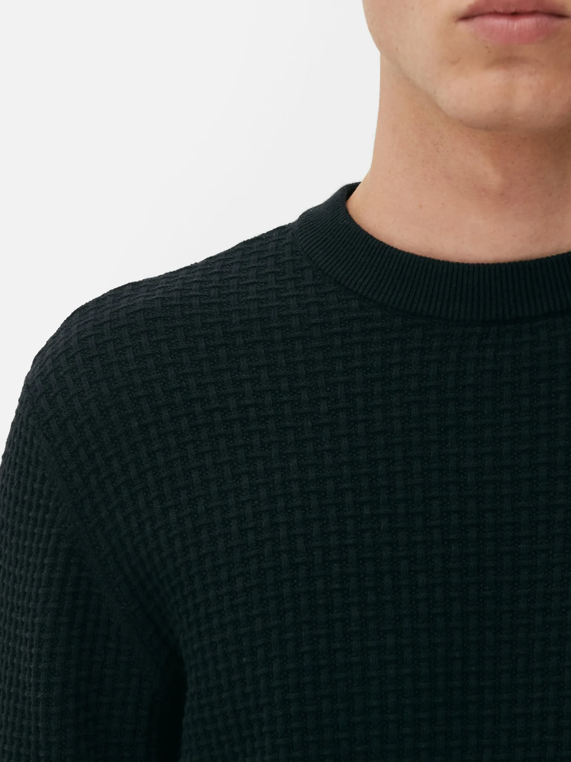 Pulls Et Gilets|Primark Pull à Col Ras-du-cou En Point De Panier Tressé Noir
