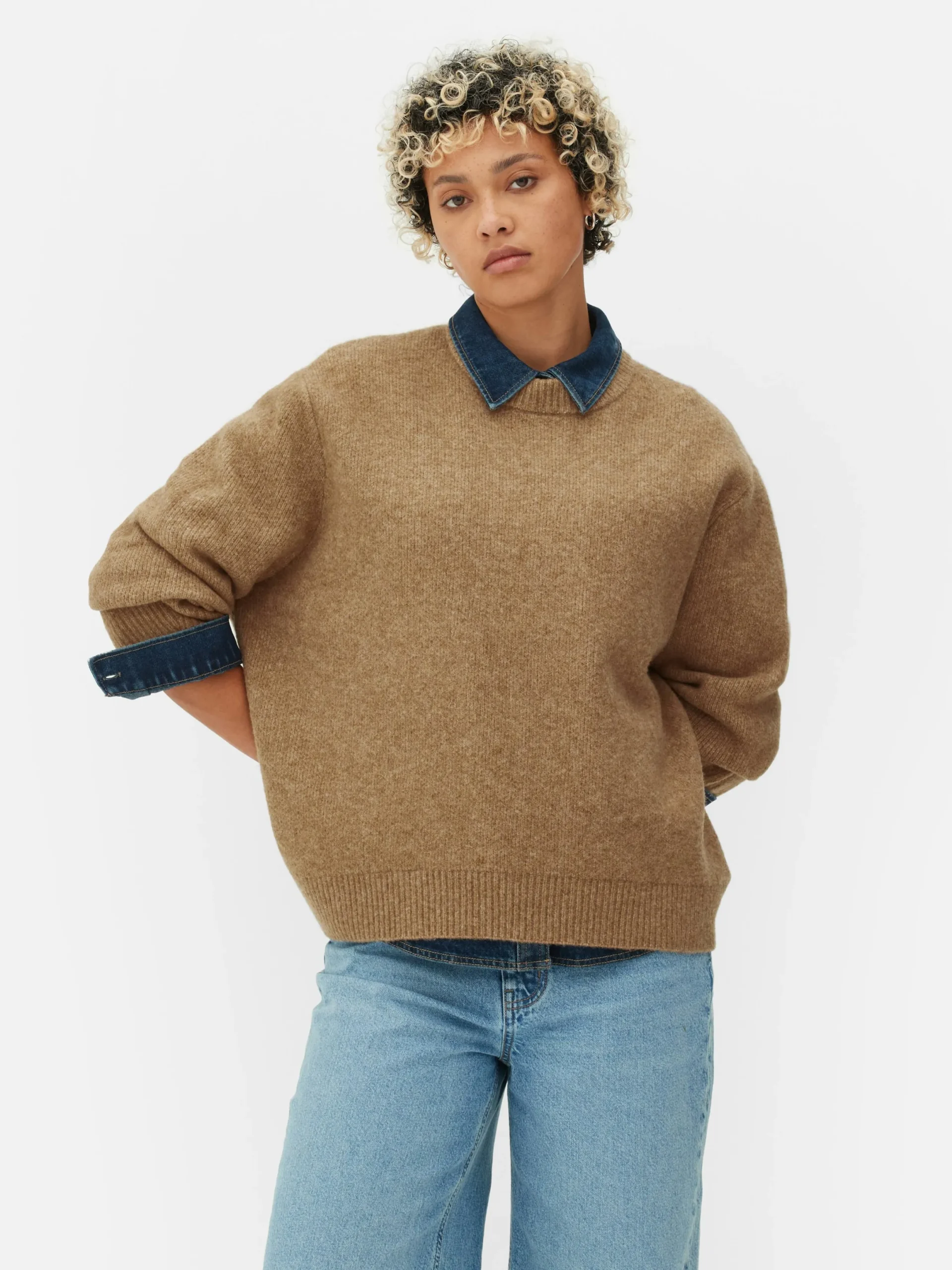 Pulls Et Gilets|Primark Pull à Col Ras-du-cou Oversize Camel