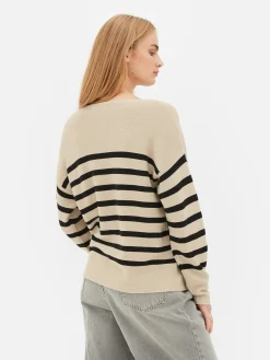 Pulls Et Gilets|Primark Pull à Manches Longues Et Col Bateau Noir/Nude