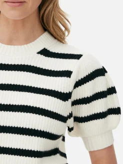 Pulls Et Gilets|Primark Pull à Rayures Et Manches Bouffantes Ivoire