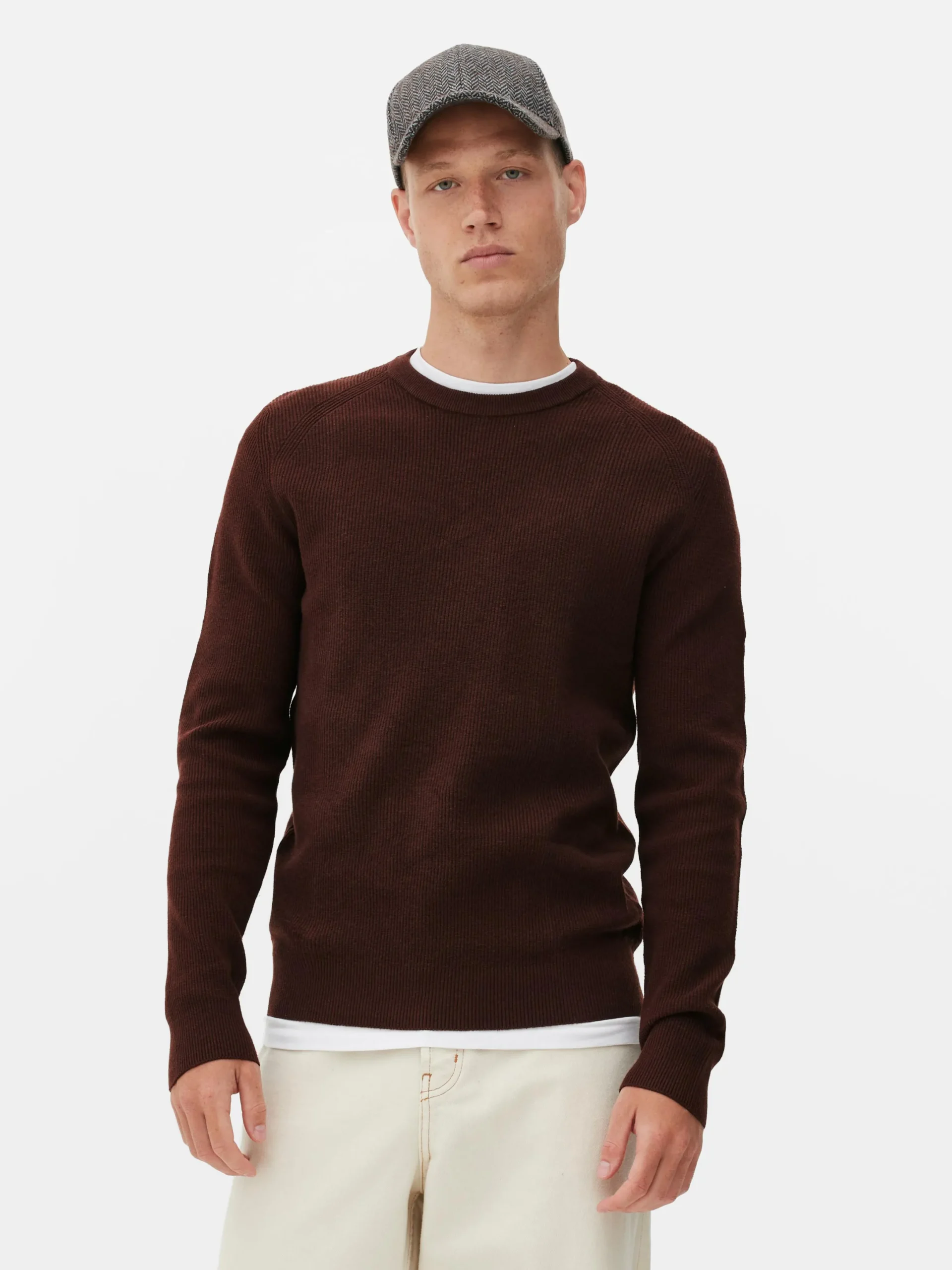 Pulls Et Gilets|Primark Pull Côtelé à Col Ras-du-cou Bordeaux
