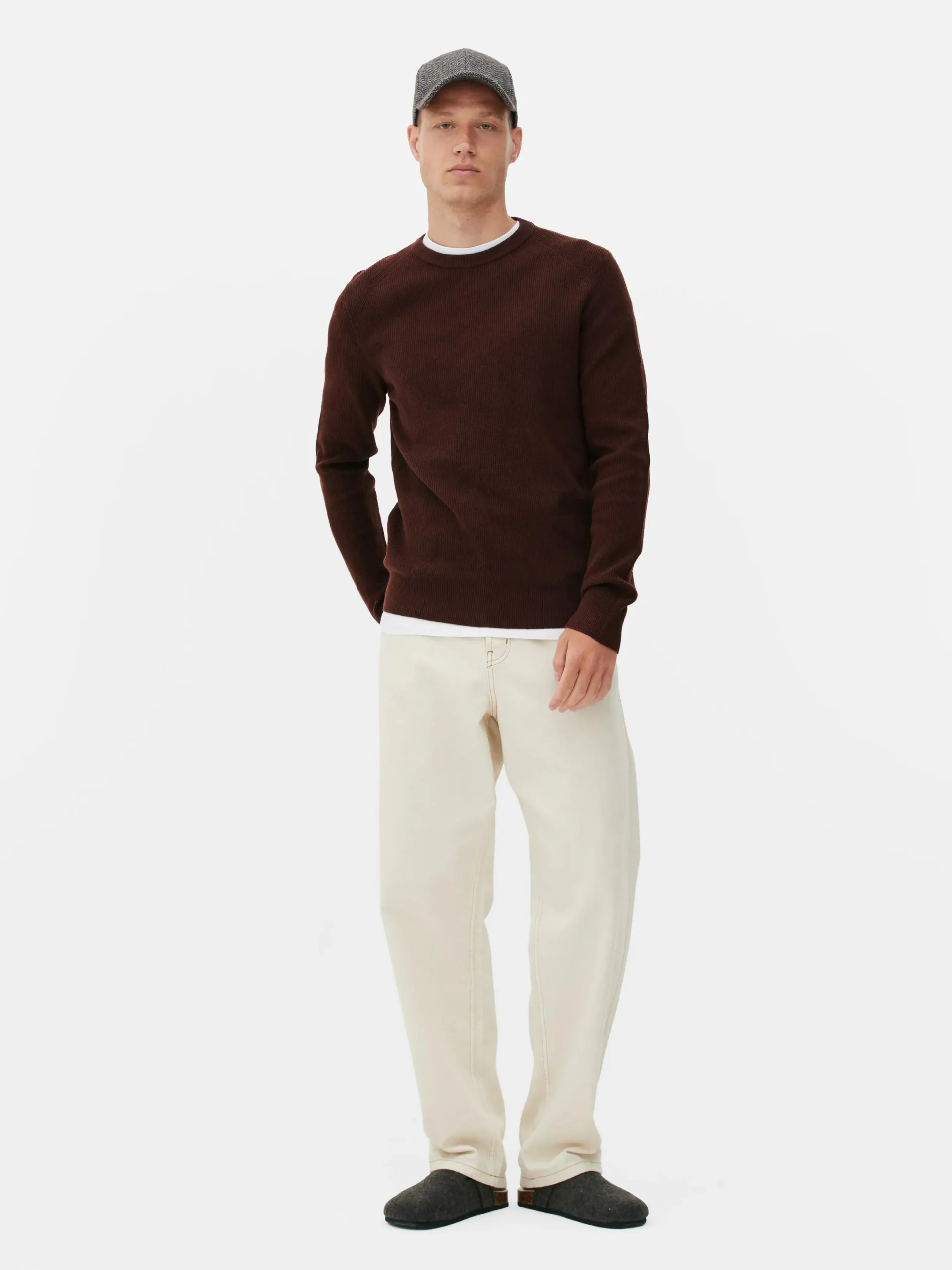 Pulls Et Gilets|Primark Pull Côtelé à Col Ras-du-cou Bordeaux