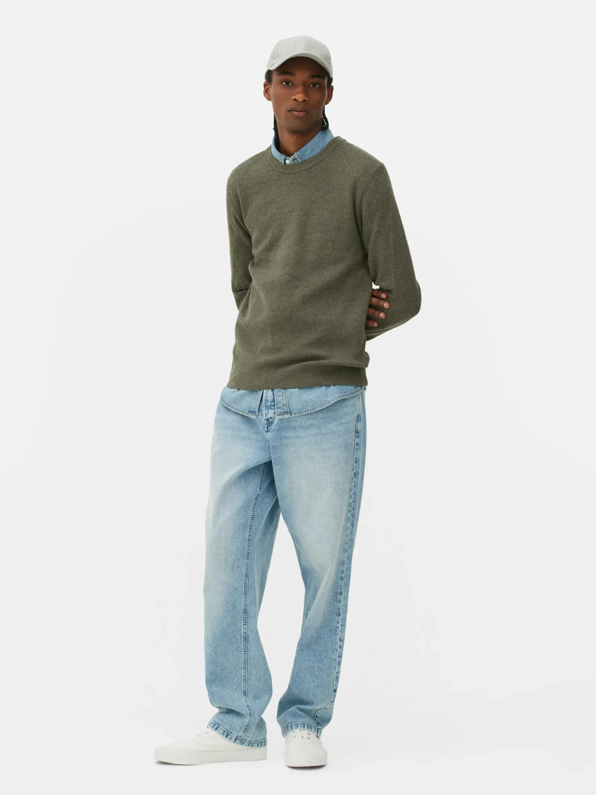 Pulls Et Gilets|Primark Pull Côtelé à Col Ras-du-cou Vert